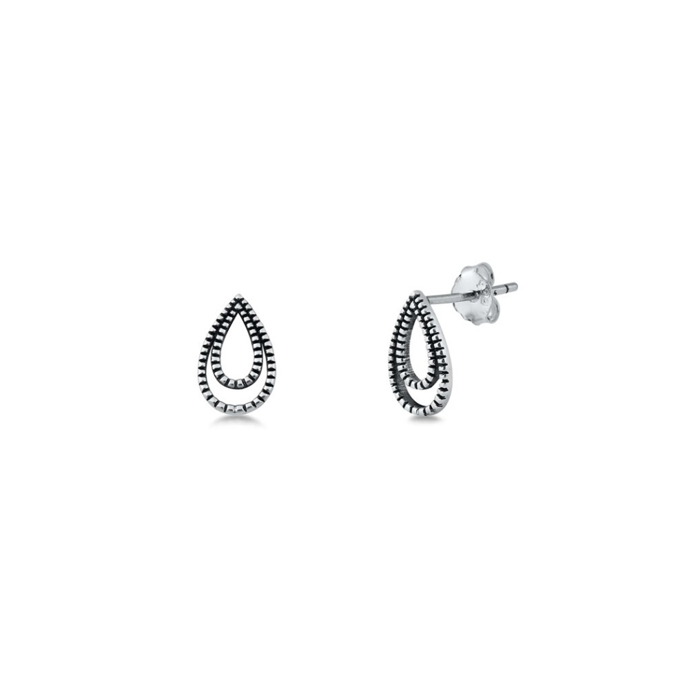 Bali Style Teardrop Sterling Silver Stud Earrings